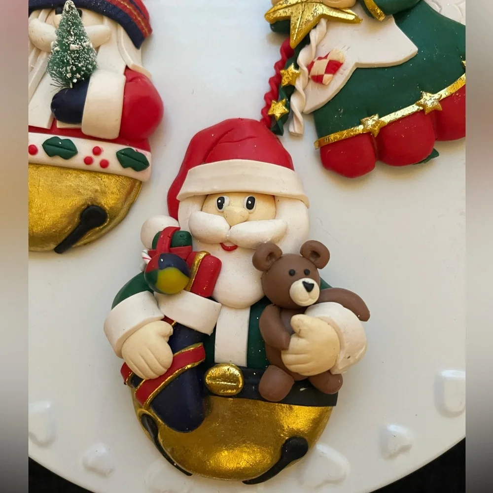 Vintage Clay Dough Set Of 3‎ Christmas Ornaments